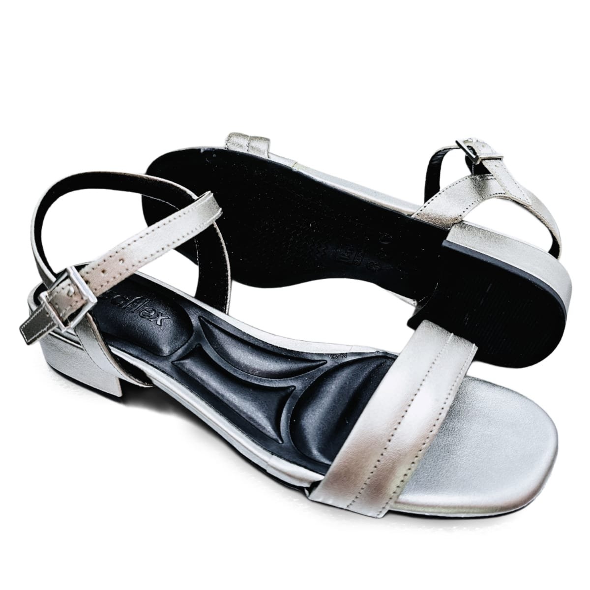 Sandália Usaflex Feminina Couro Salto Bloco 3cm Conforto Aço 5