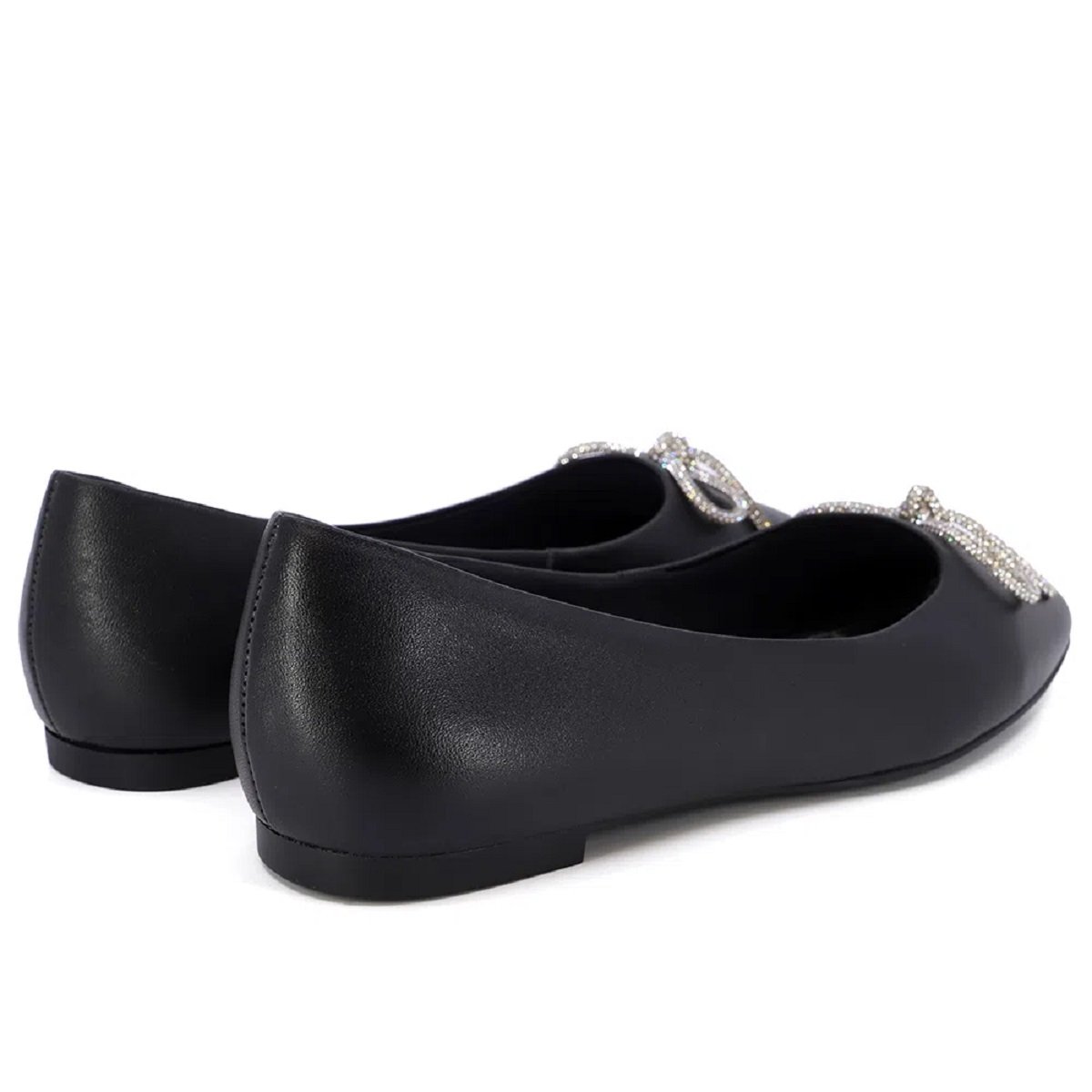 Sapatilha Usaflex em Couro com Laço em Cristais Elegância Preto 3