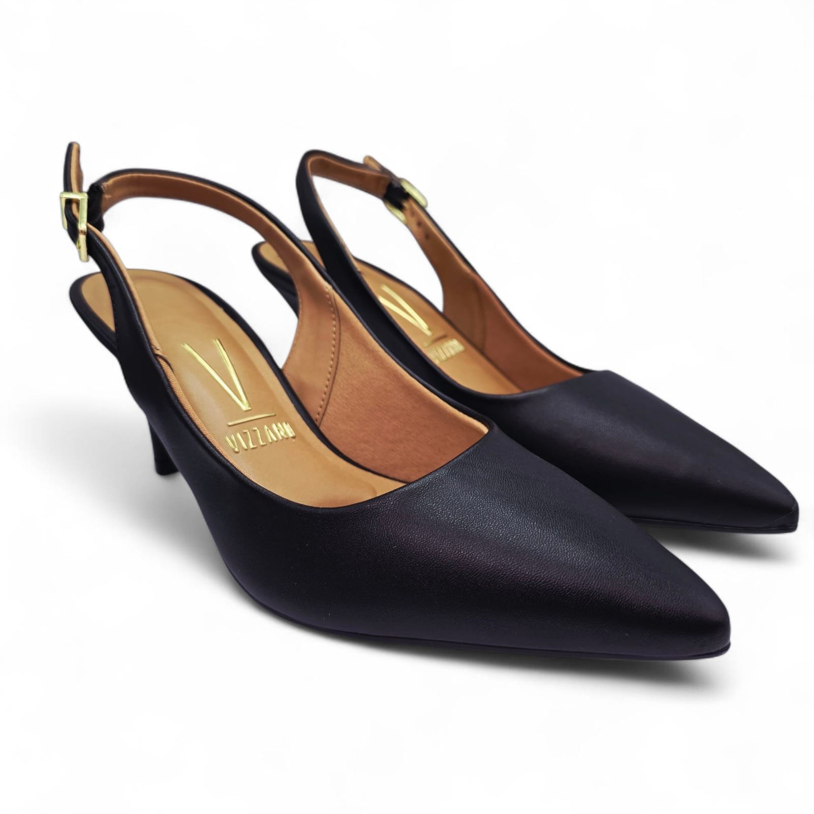 Sapato Vizzano Bico Fino Slingback Salto Fino 7cm Preto 3