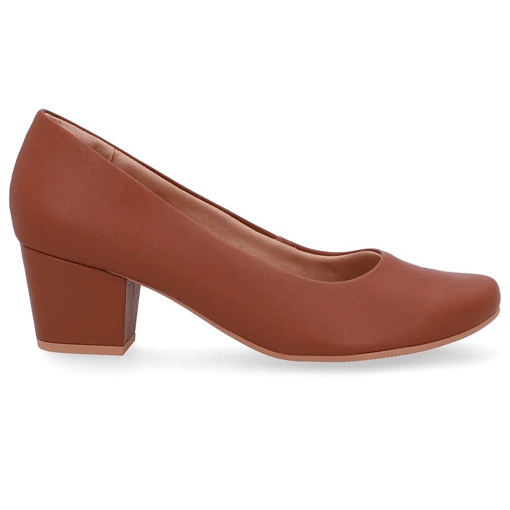 Scarpin Usaflex Salto Bloco Conforto e Elegância em Couro