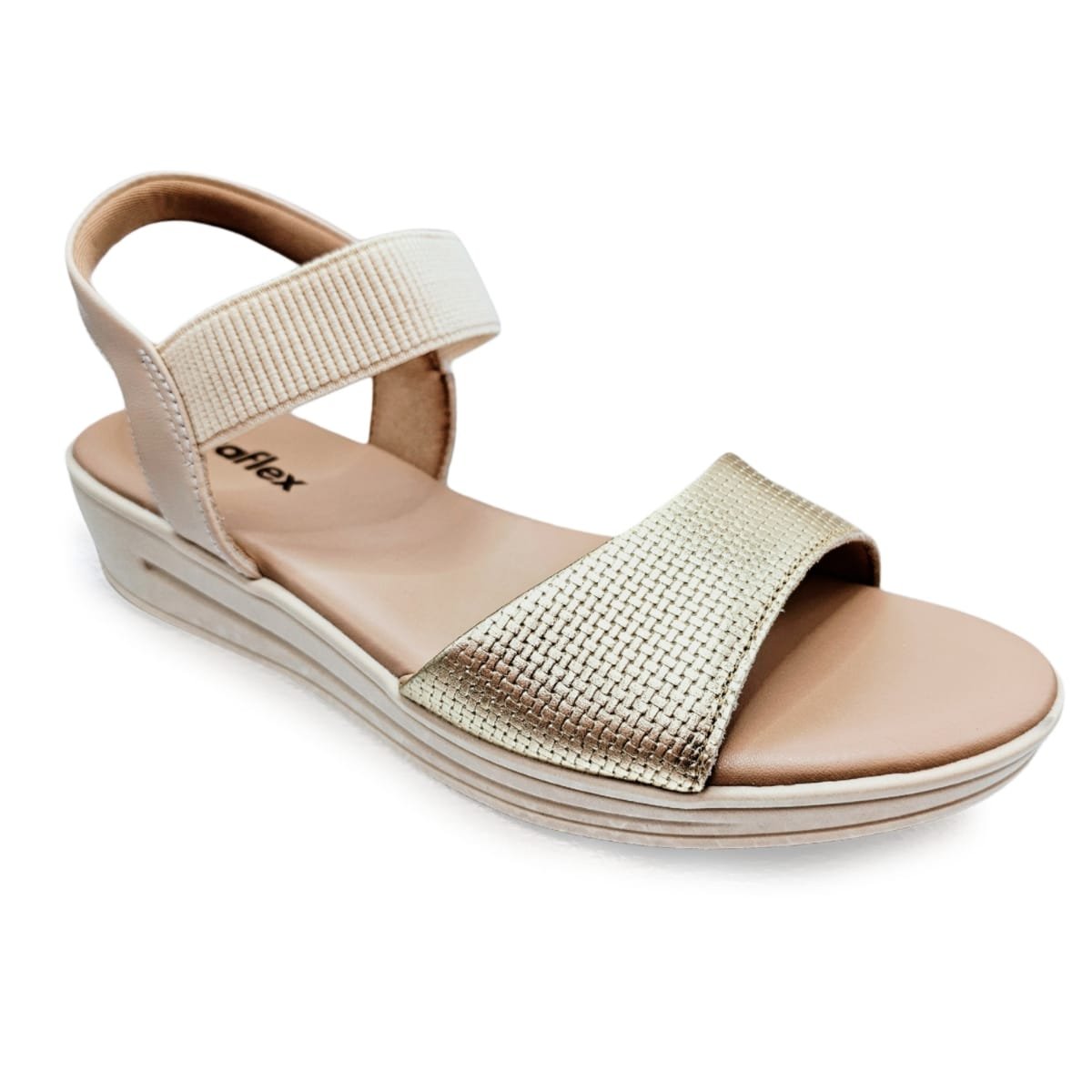 Sandália Usaflex Plataforma com Ajuste Elástico Confortável Dourado 2