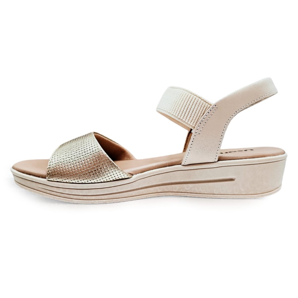 Sandália Usaflex Plataforma com Ajuste Elástico Confortável Dourado 3