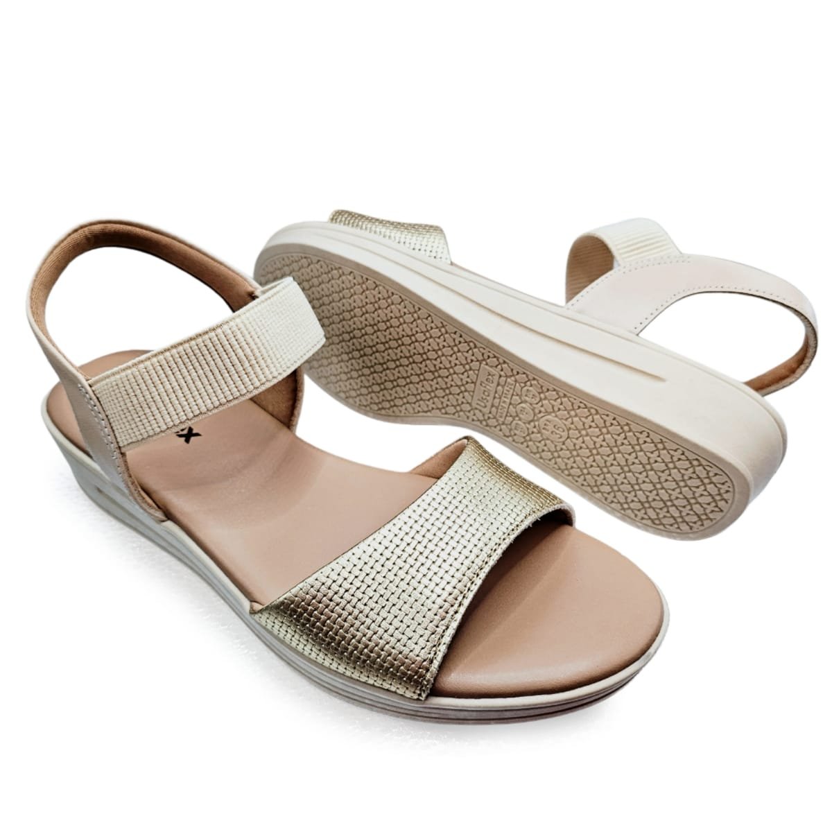 Sandália Usaflex Plataforma com Ajuste Elástico Confortável Dourado 5