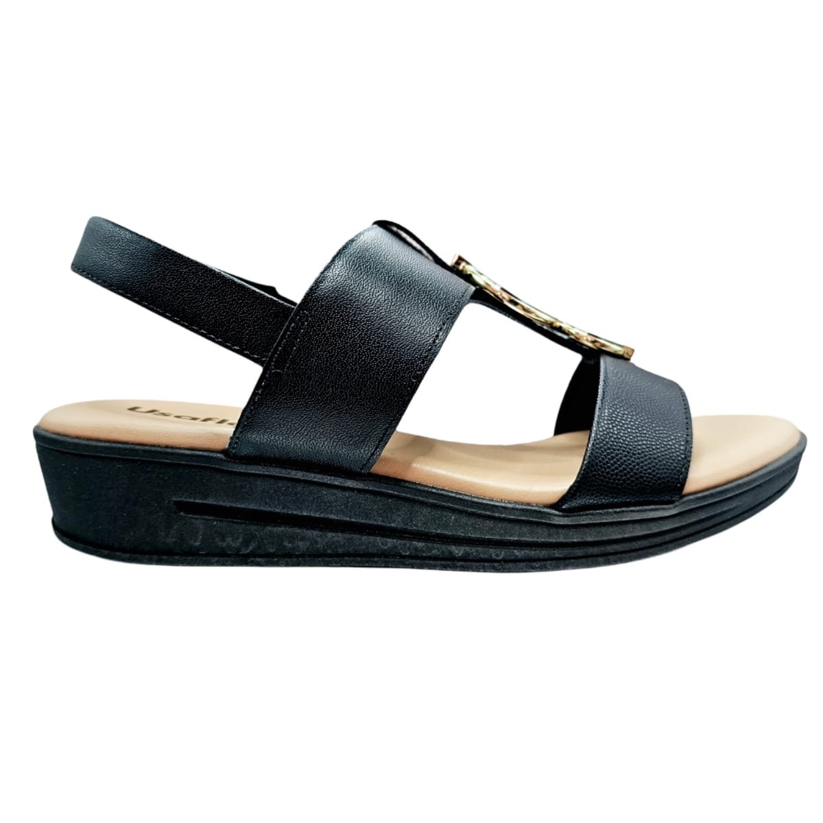 Sandália Usaflex Plataforma Couro com Calce Fácil ? Conforto