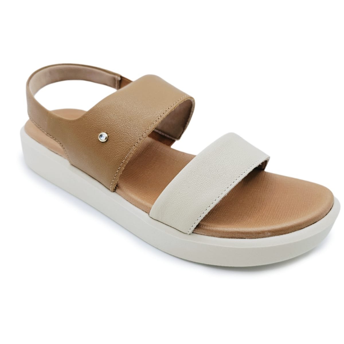 Sandalia Usaflex Plataforma em Couro com Ajuste Elástico Marrom 2