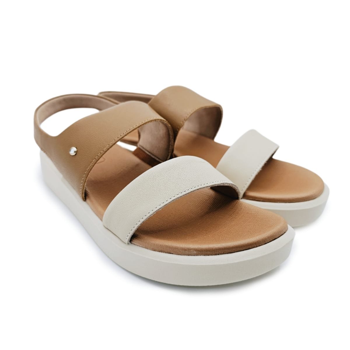 Sandalia Usaflex Plataforma em Couro com Ajuste Elástico Marrom 5