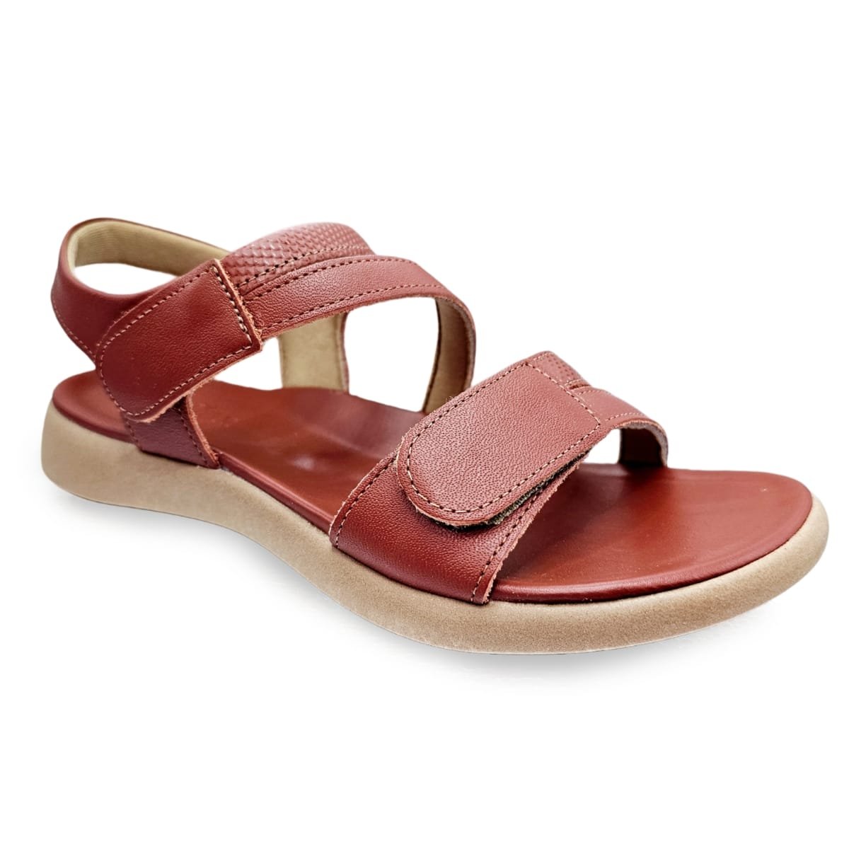 Sandália Feminina Usaflex Couro Tira Ajustável Conforto Vermelho 2