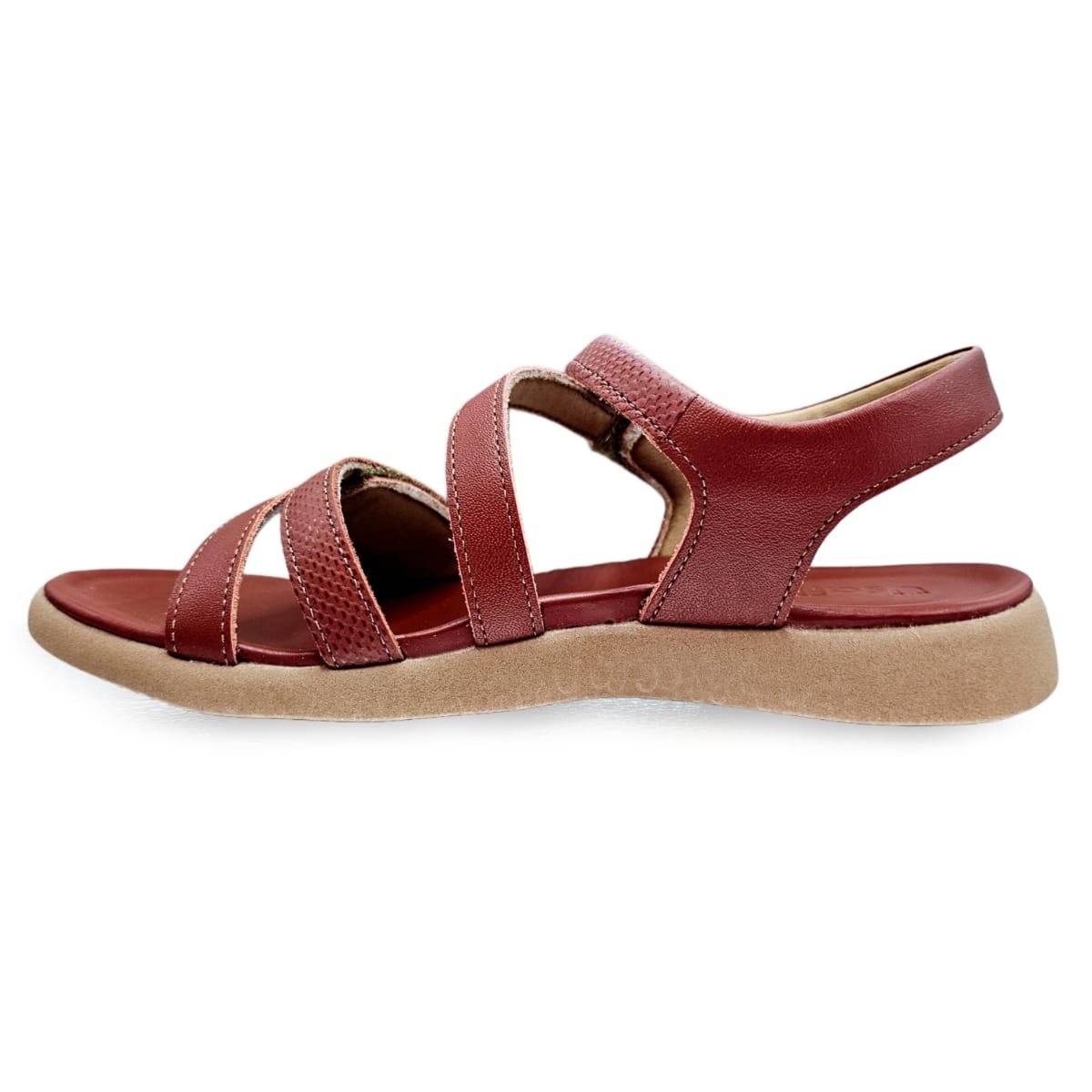 Sandália Feminina Usaflex Couro Tira Ajustável Conforto Vermelho 4