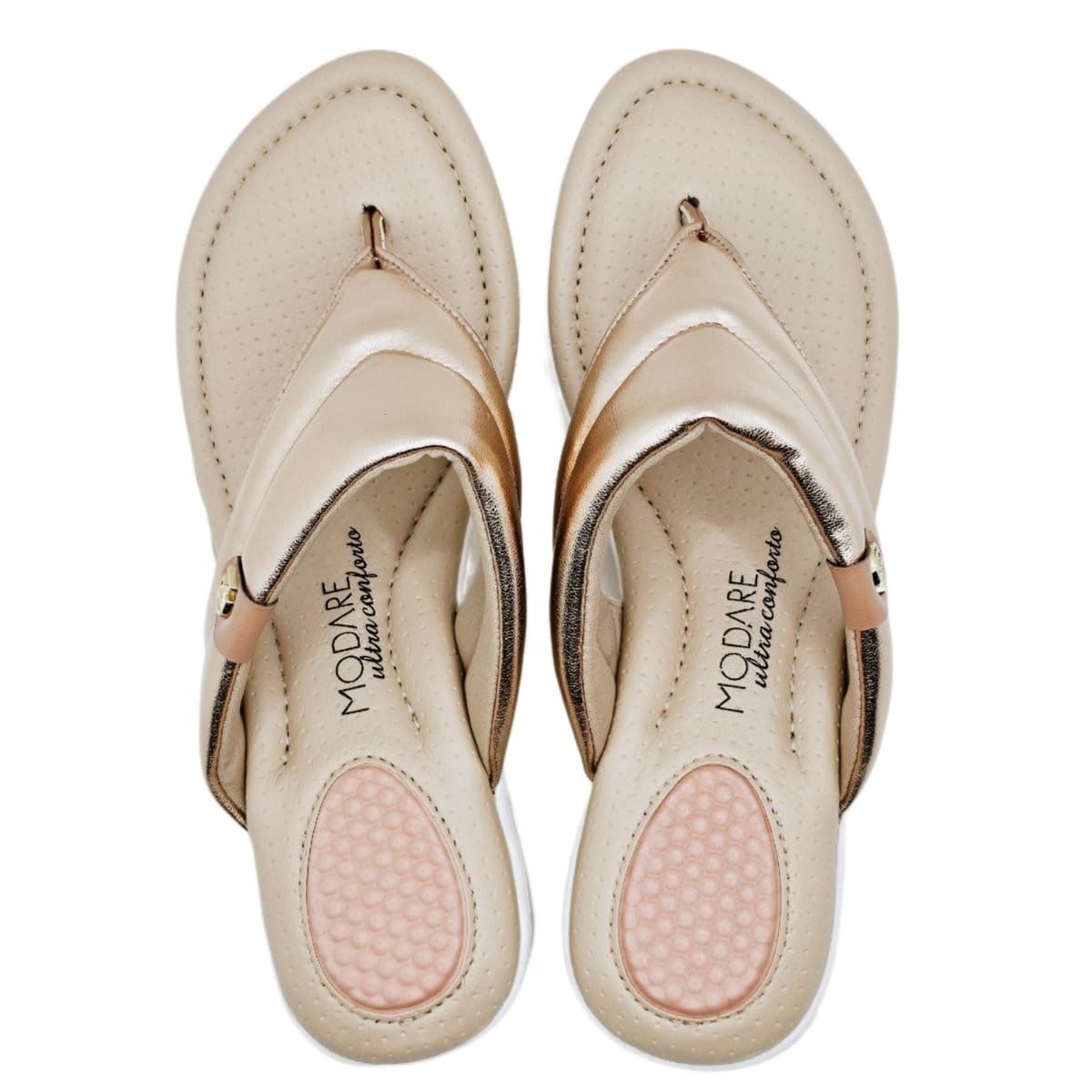 Chinelo Modare Acolchoado com Amortecedor Conforto e Estilo Ouro 5