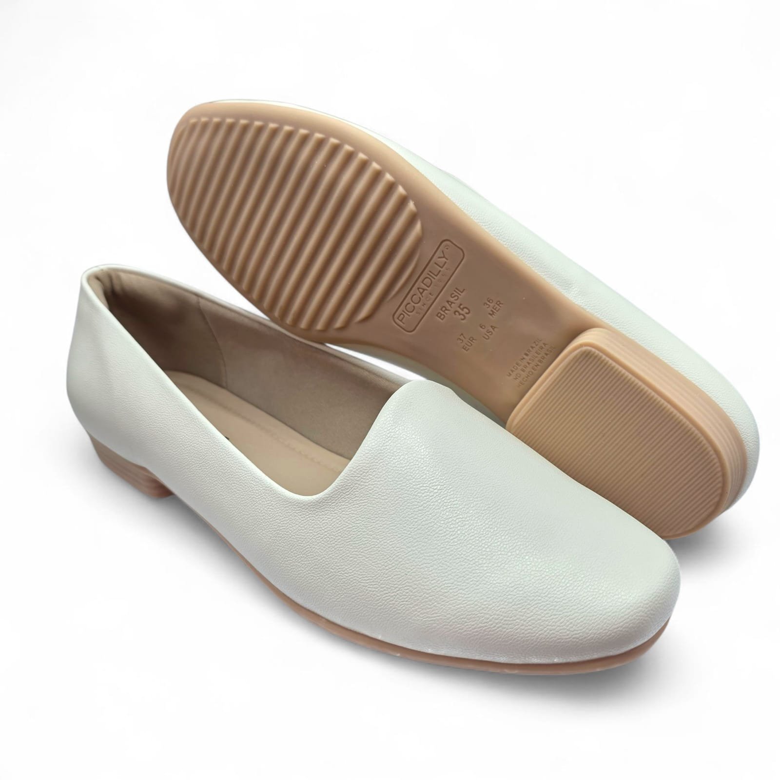 Sapatilha Piccadilly Raquel Salto Baixo Conforto e Elegância Off White 4