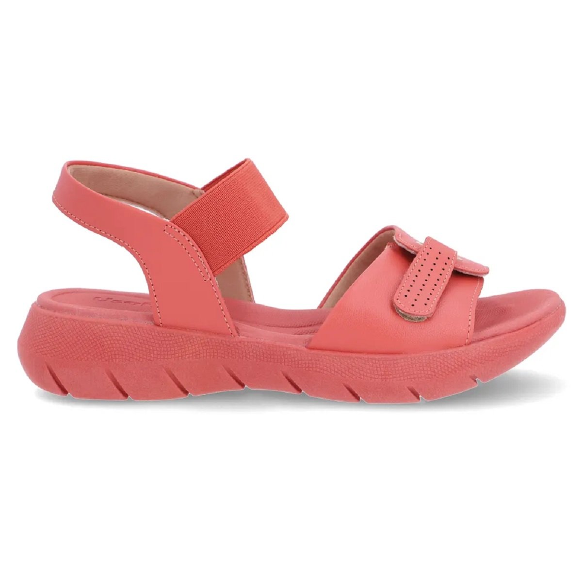 Sandália Usaflex Plataforma Em Couro Ajustável Confortável