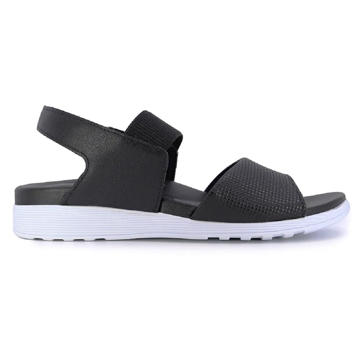 Sandália Usaflex em Couro Plataforma com Ajuste Elástico