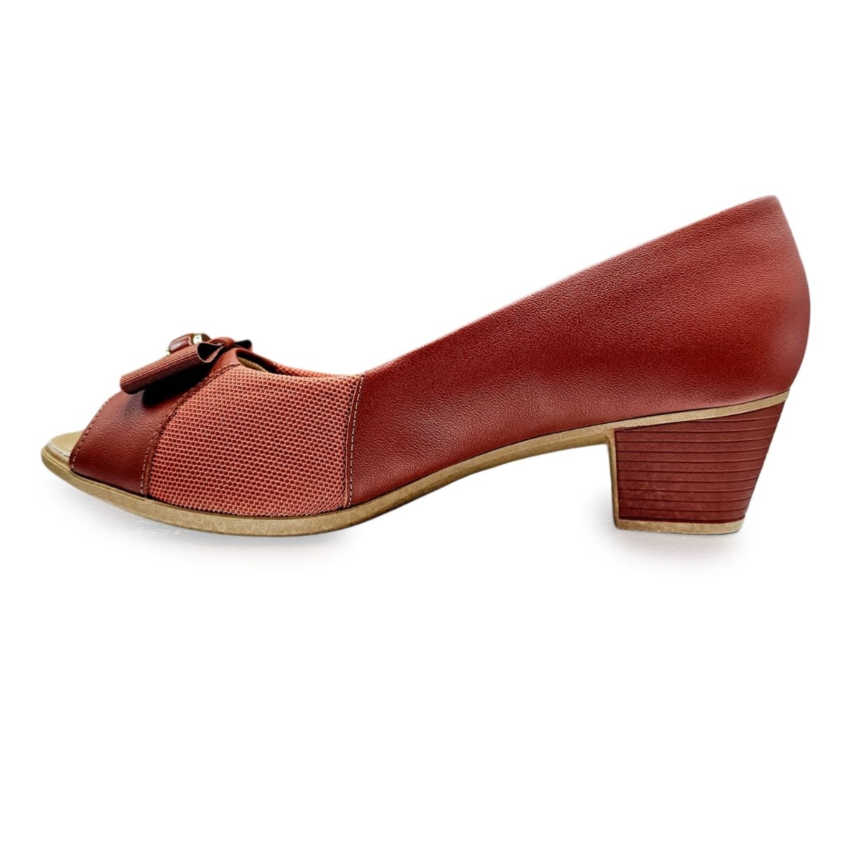 Sapato Usaflex Peep Toe Couro Indicado para Joanetes Terracota 3