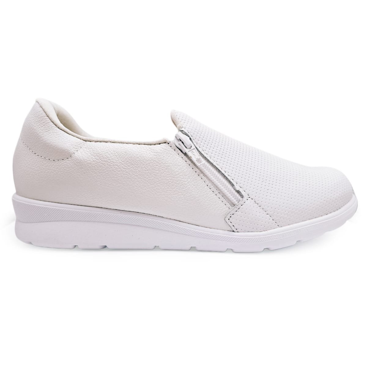 Tênis Usaflex em Couro com Amortecedor e Zíper Calce Fácil