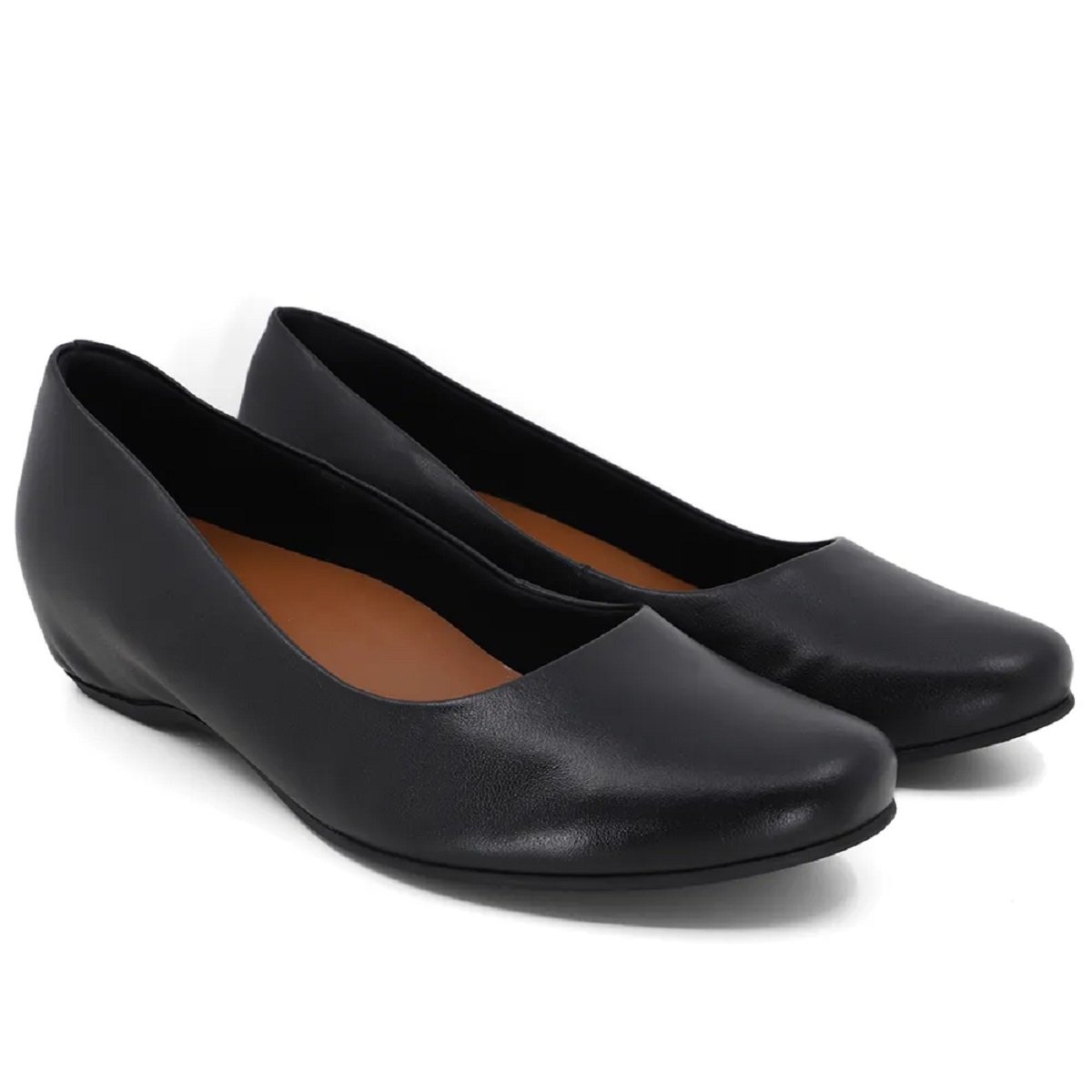 Sapatilha Usaflex Couro com Salto Embutido Preto 2