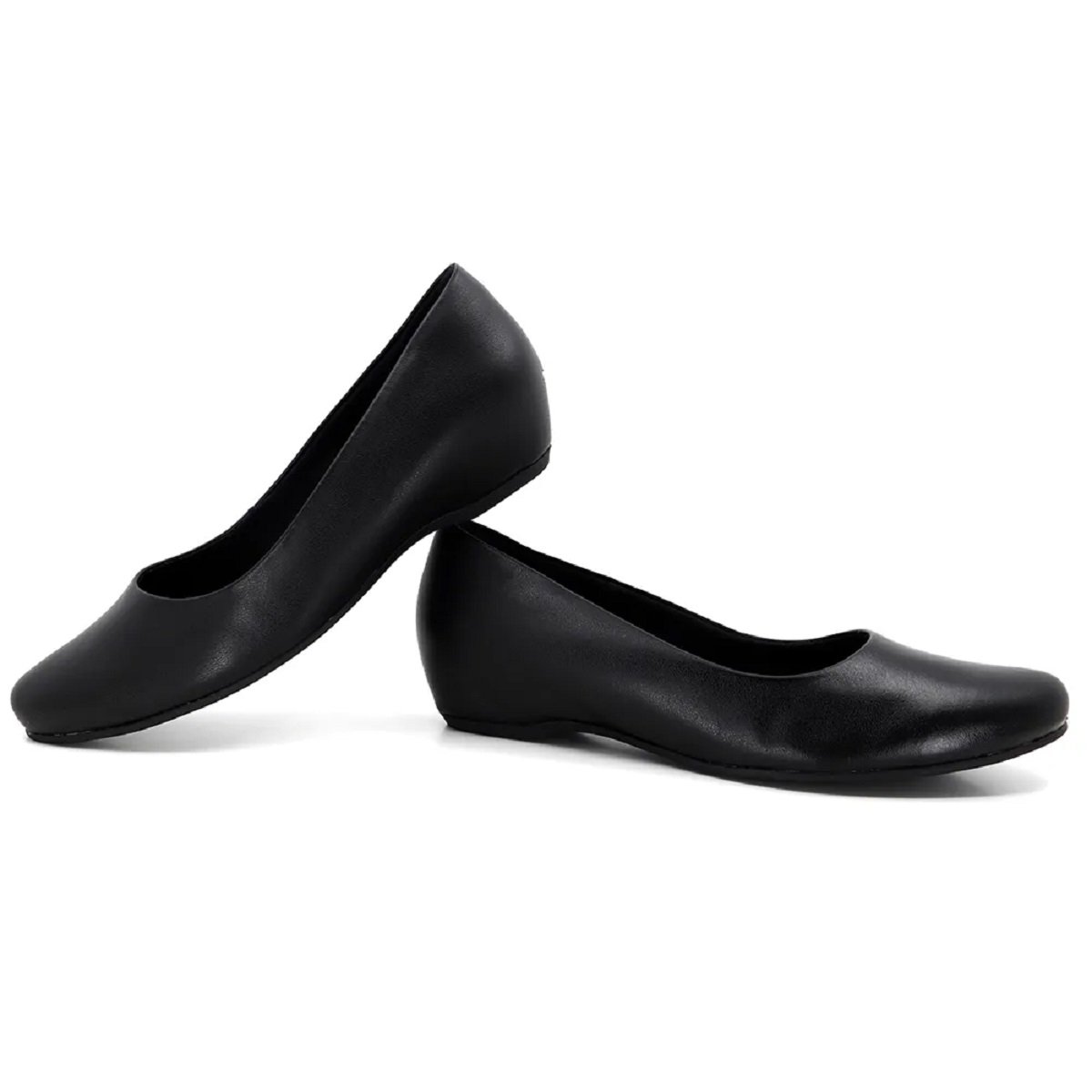 Sapatilha Usaflex Couro com Salto Embutido Preto 3