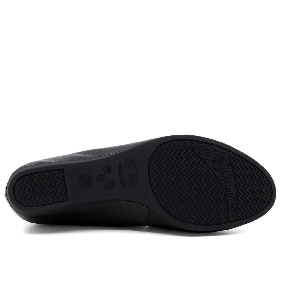 Sapatilha Usaflex Couro com Salto Embutido Preto 5