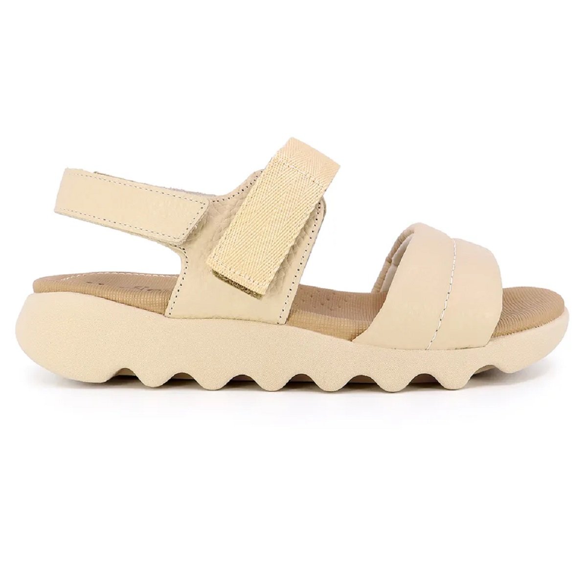 Sandália Usaflex Plataforma Couro Anatômica Fecho-Flex