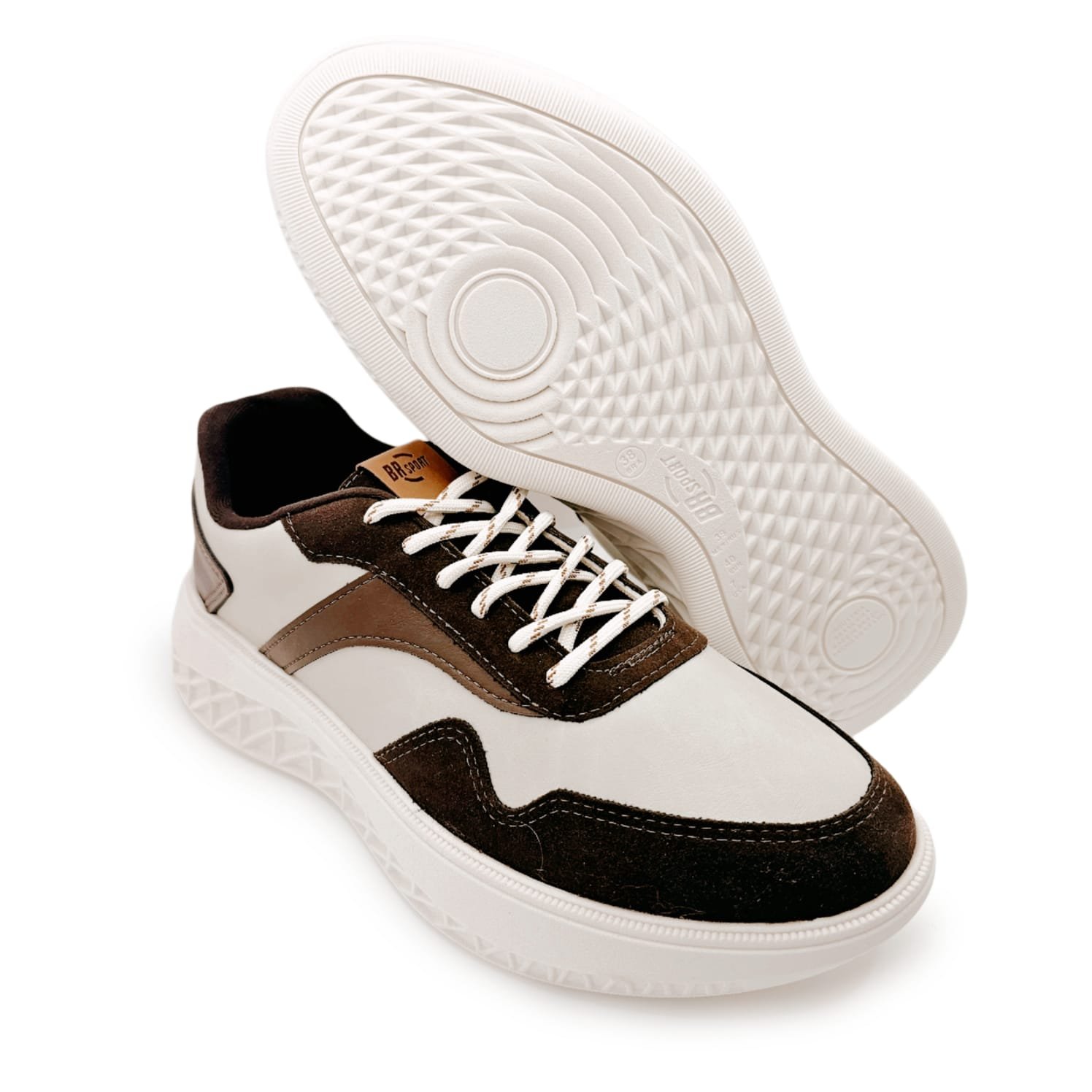 Tênis Casual Masculino Elevado BRsport Ganhe 4cm de Altura Bege/Marrom 5
