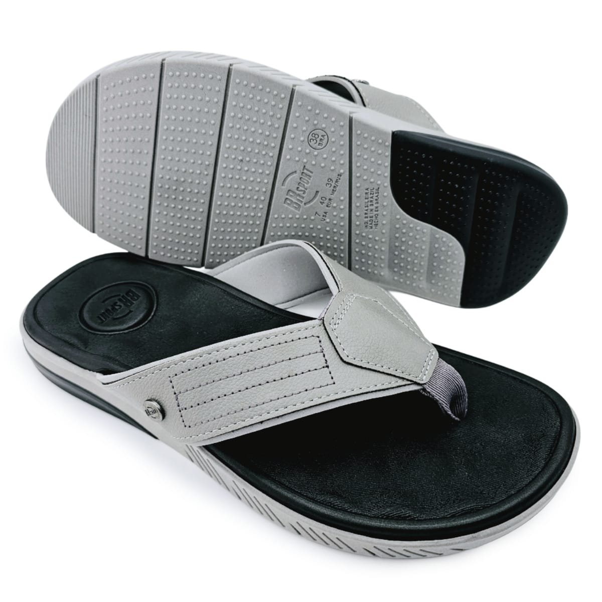 Chinelo Masculino Ortopédico BRspot Alta Absorção de Impacto Cinza 5