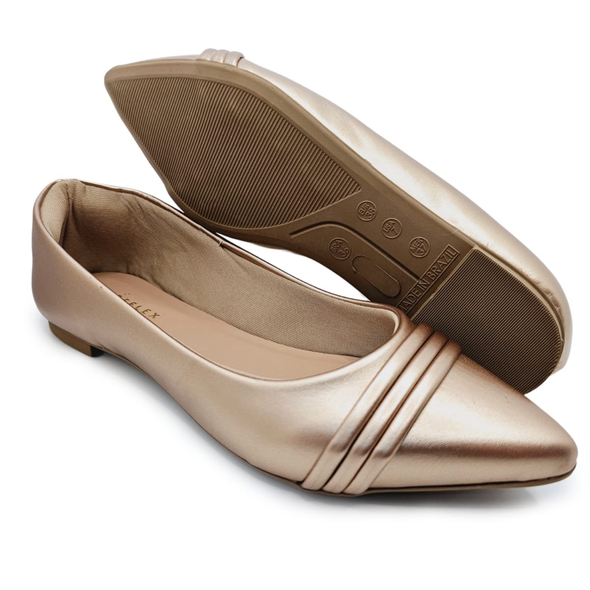 Sapatilha de Bico Fino Careflex com 3 Tiras Cobre 5