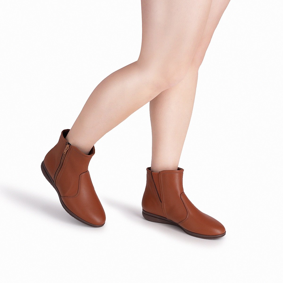 Bota Piccadilly Cano Curto Anabela Baixa Conforto e Estilo Marrom 2
