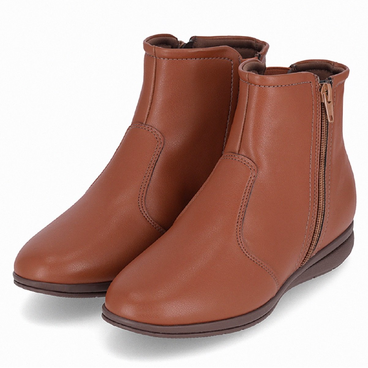 Bota Piccadilly Cano Curto Anabela Baixa Conforto e Estilo Marrom 3