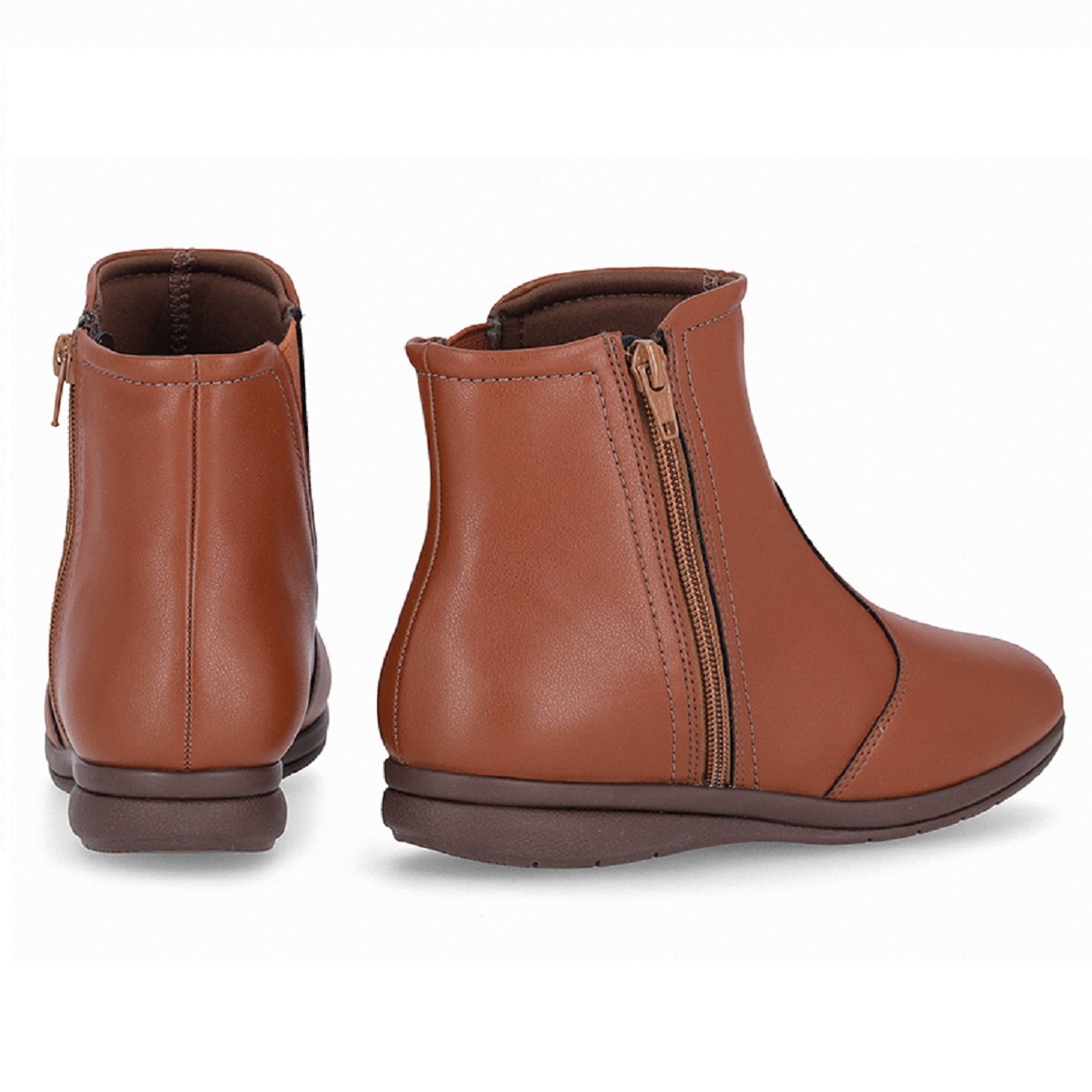 Bota Piccadilly Cano Curto Anabela Baixa Conforto e Estilo Marrom 4