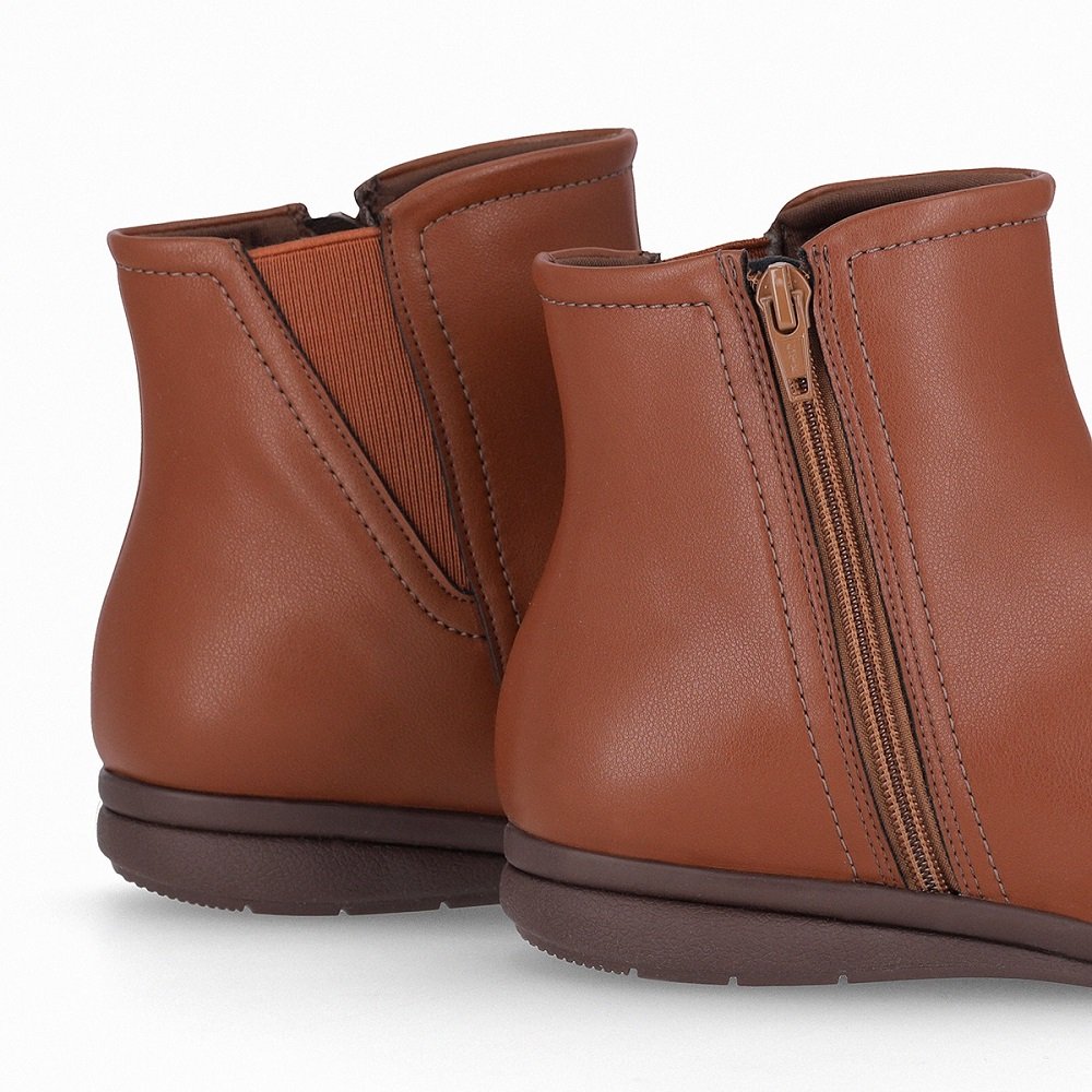 Bota Piccadilly Cano Curto Anabela Baixa Conforto e Estilo Marrom 5