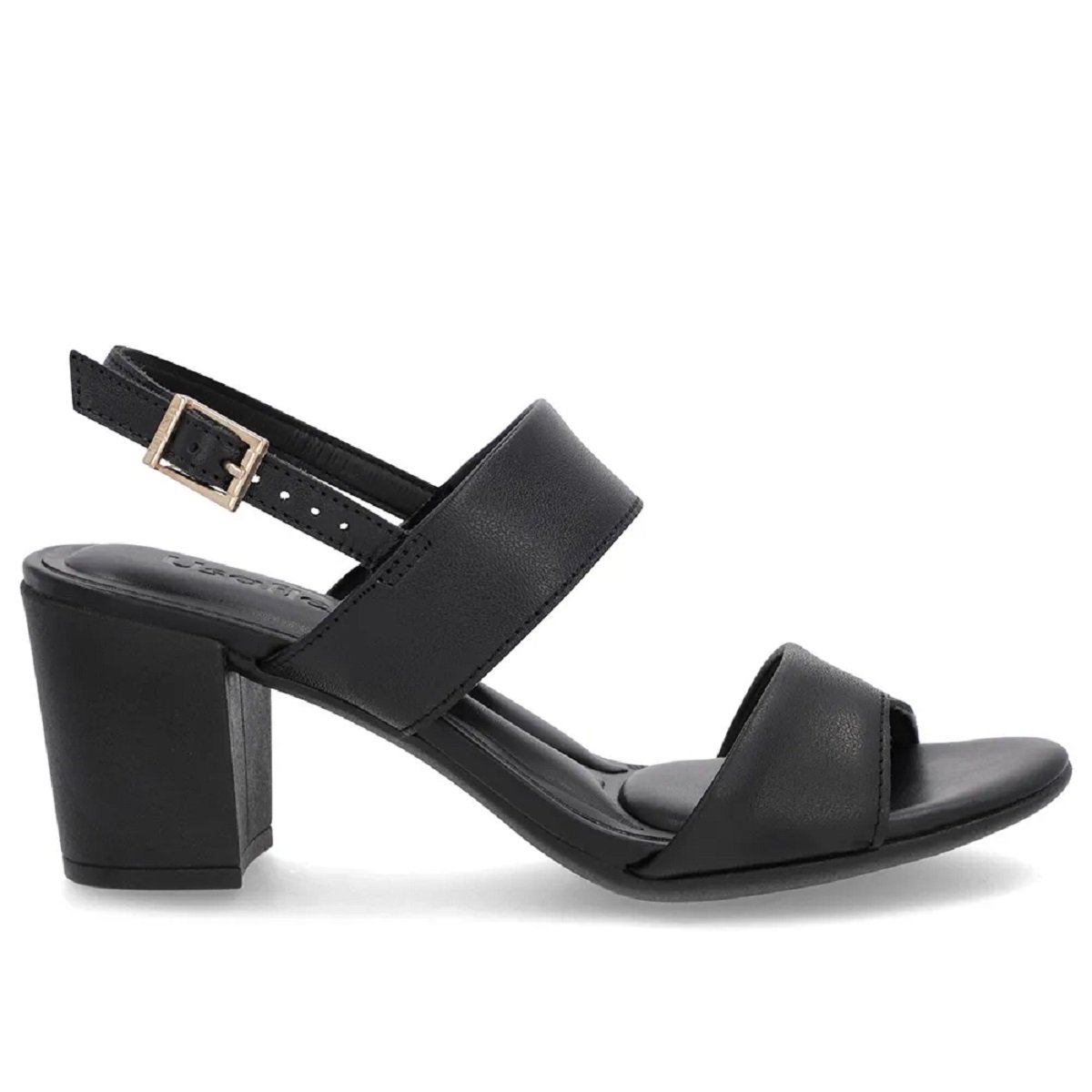 Sandália Usaflex em Couro Tiras Salto Bloco