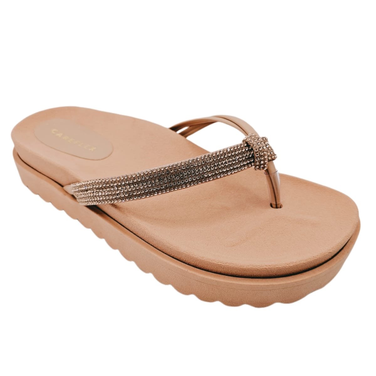 Chinelo Careflex de Dedo com Brilho e Solado Anatômico Nude 3