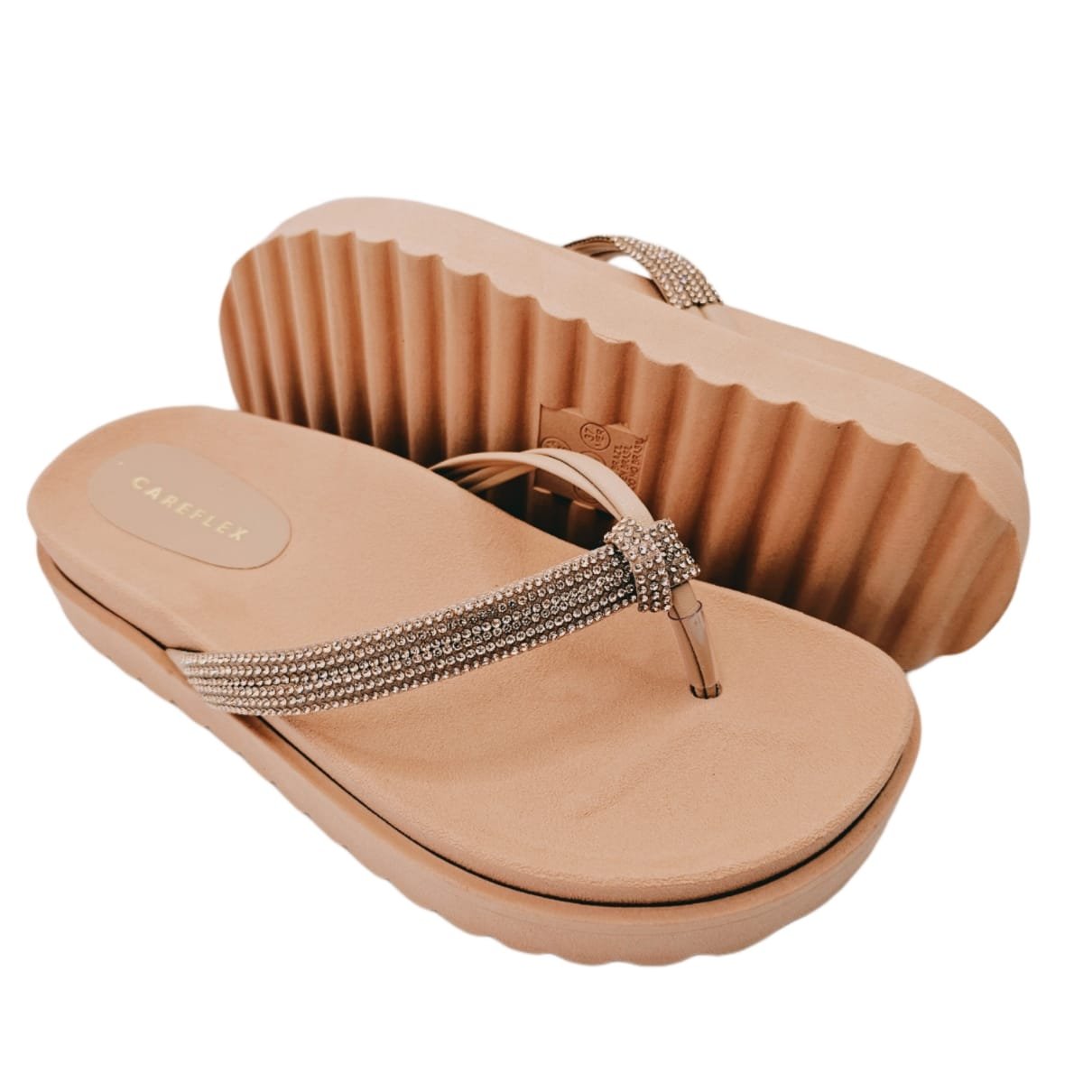 Chinelo Careflex de Dedo com Brilho e Solado Anatômico Nude 5
