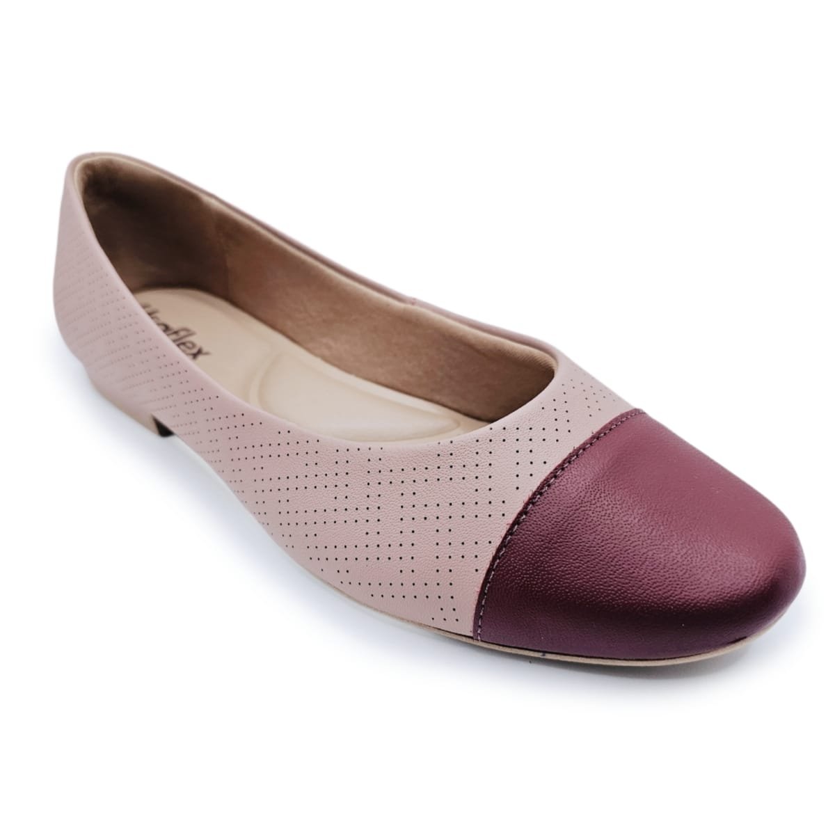 Sapatilha Usaflex em Couro Detalhe Laser Bicolor Rosa 2