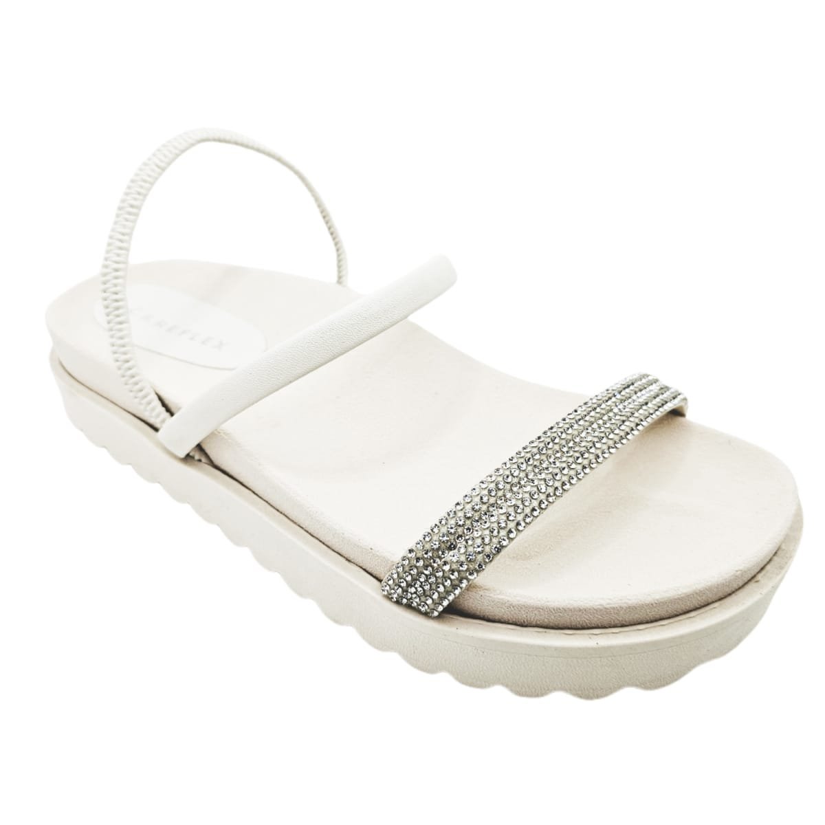 Sandália Careflex Plataforma com Brilho e Alça Elástica Branco 3