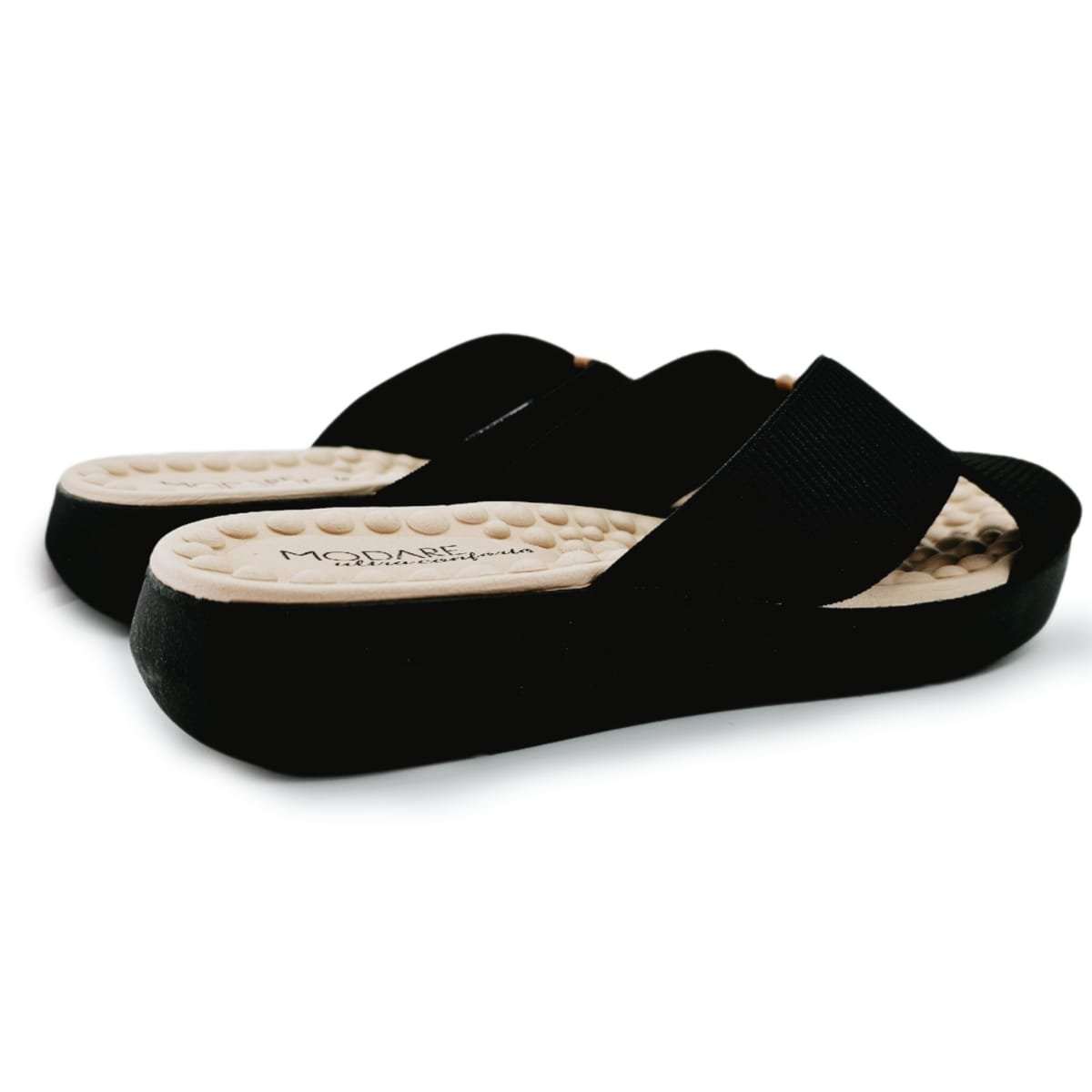 Chinelo Modare com Tiras Cruzadas em Elástico Preto 4