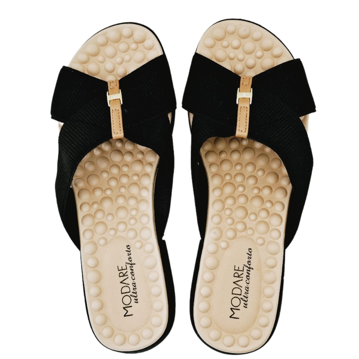 Chinelo Modare com Tiras Cruzadas em Elástico Preto 5