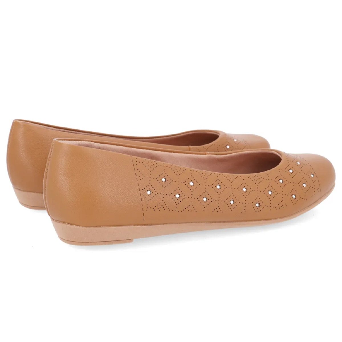 Sapatilha Usaflex em Couro com Detalhe Laser Strass Caramelo 3