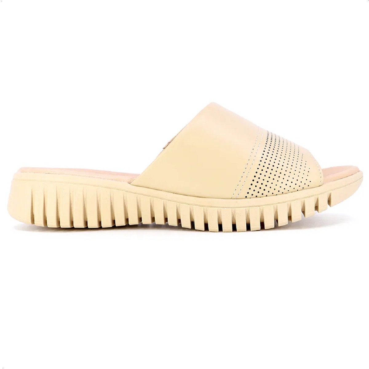 Chinelo Slide Usaflex salto plataforma com cabedal em couro