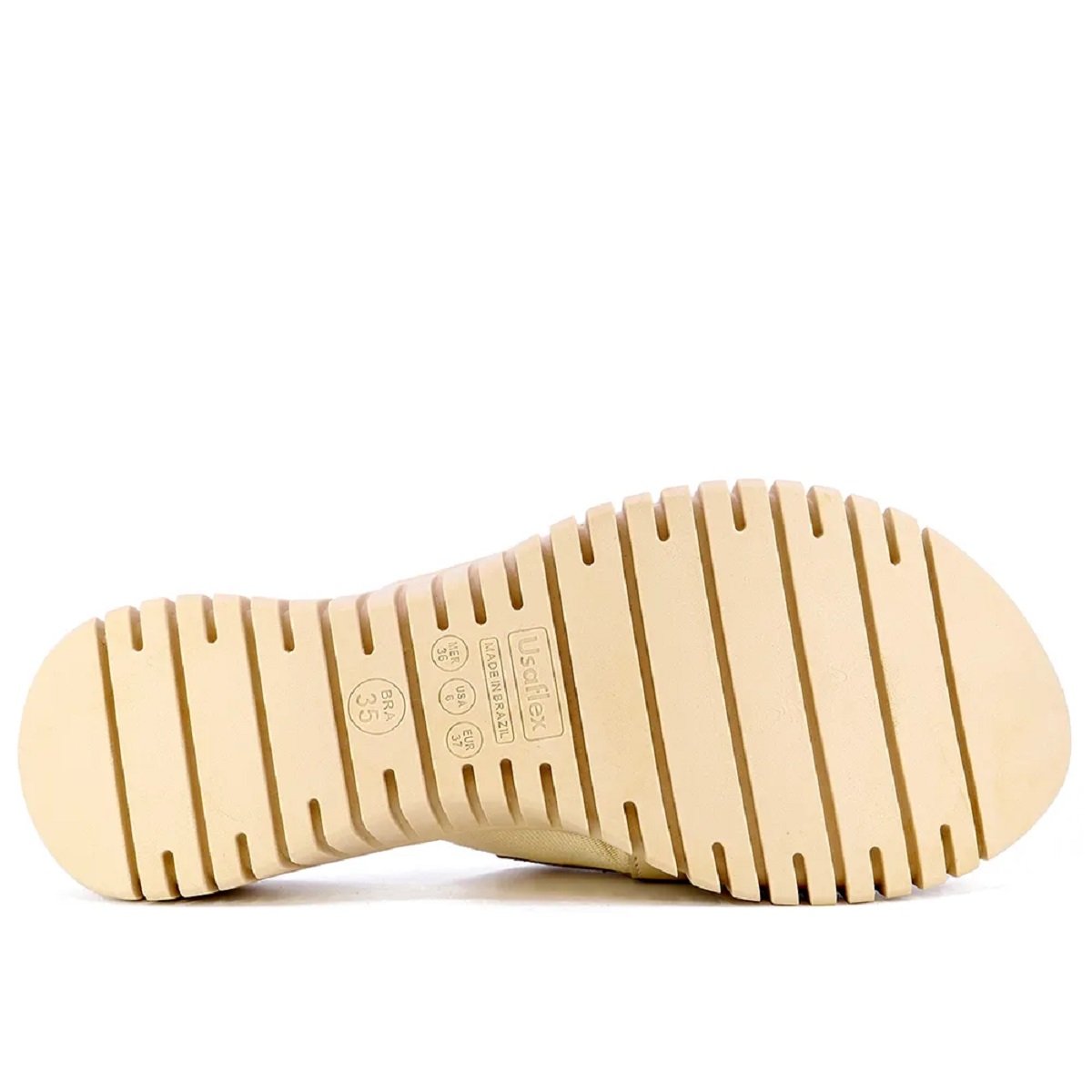 Chinelo Slide Usaflex salto plataforma com cabedal em couro Bege 5
