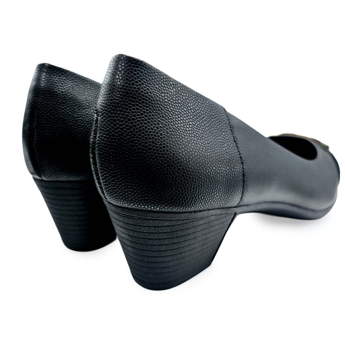 Sapato Scarpin Usaflex em Couro Salto Médio Confortável Preto 3
