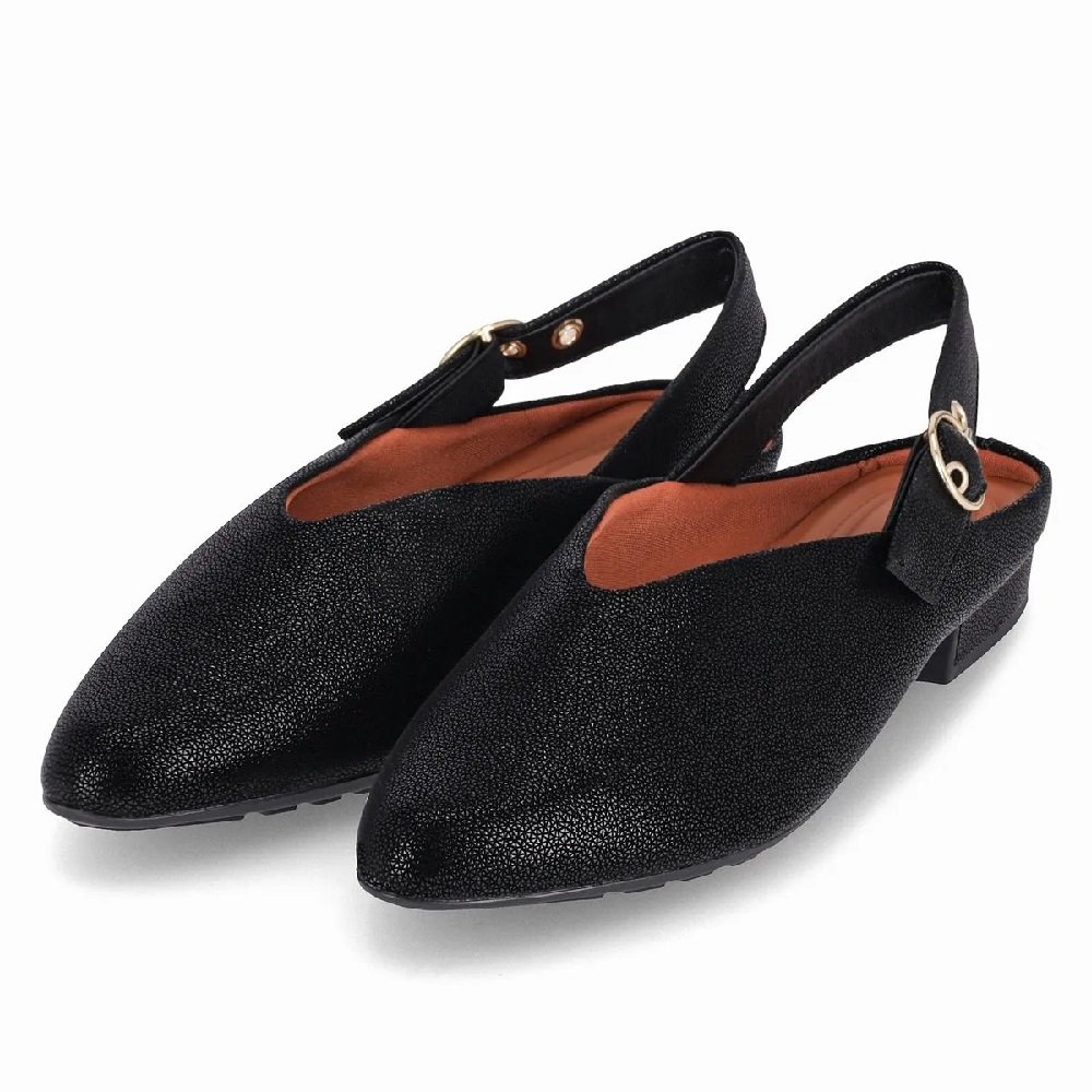 Sapato Piccadilly Slingback Salto Baixo Preto 5