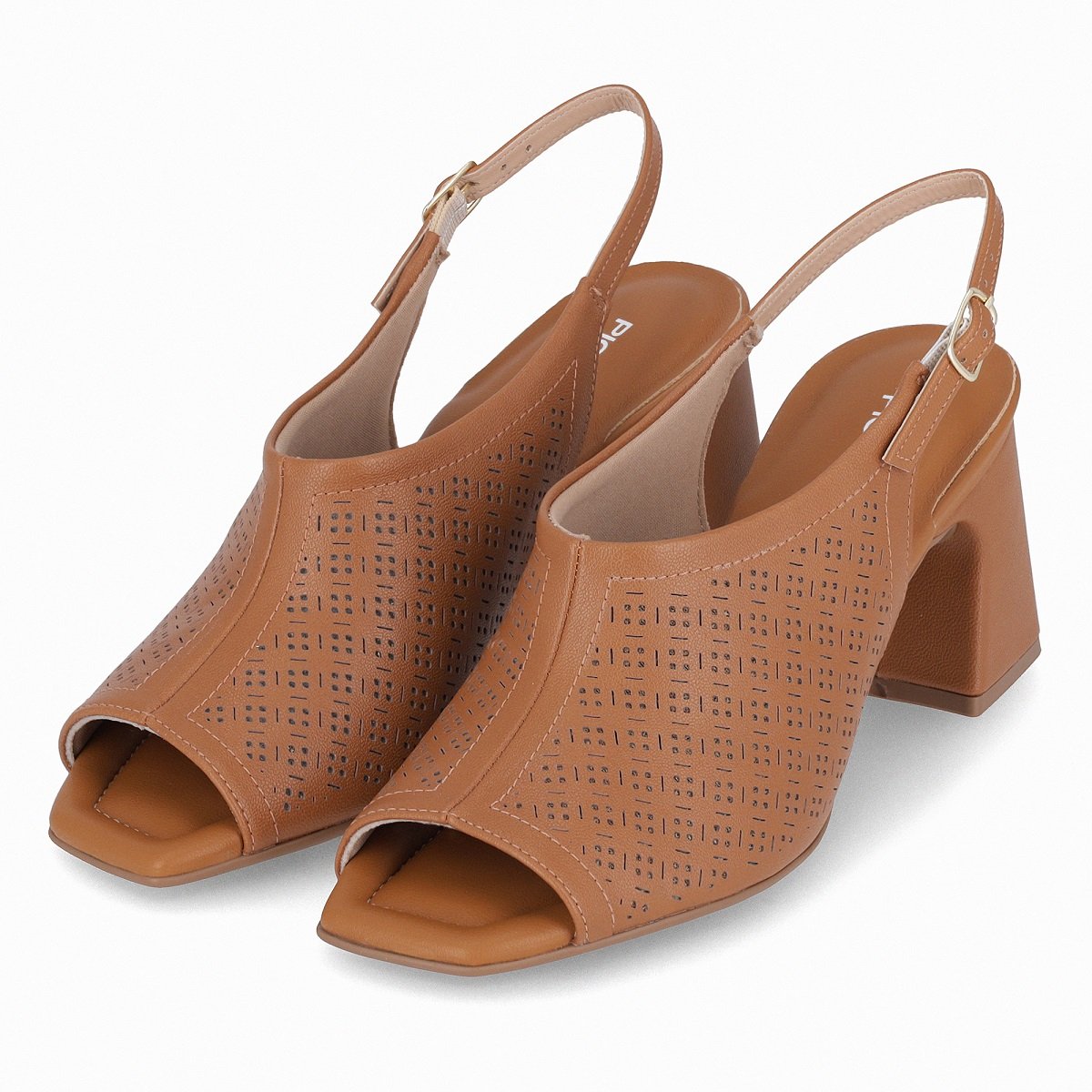 Sandalia Piccadilly Slingback Flavia Salto Alto Caramelo 3