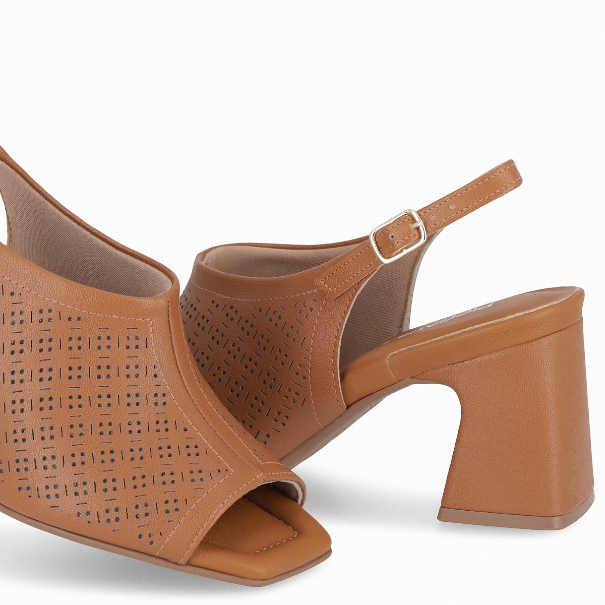 Sandalia Piccadilly Slingback Flavia Salto Alto Caramelo 4