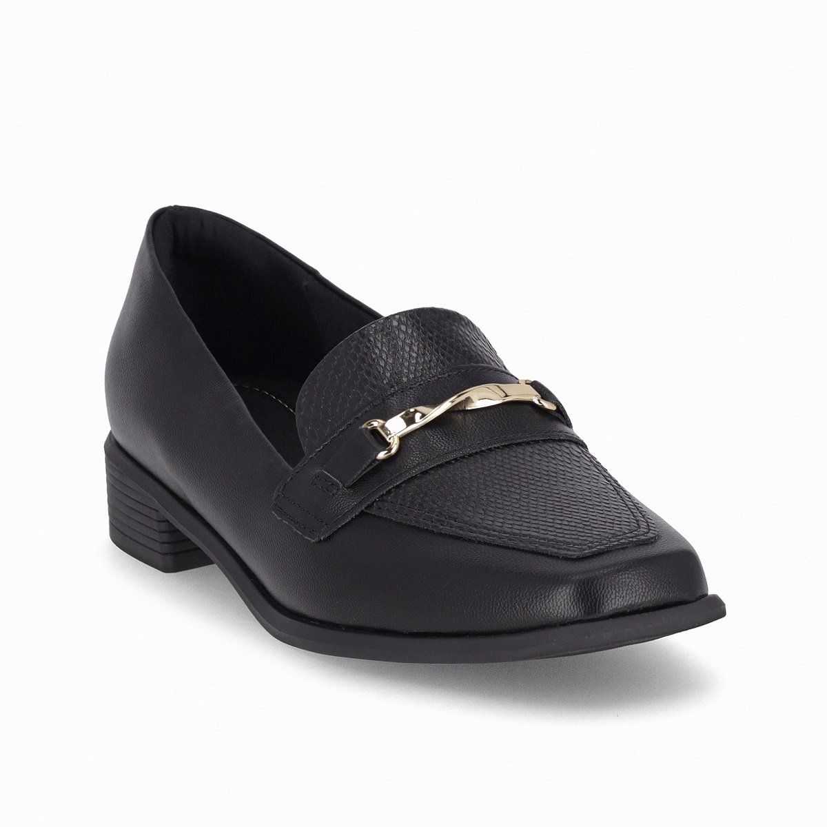 Mocassim Piccadilly Loafer Giovanna Salto Baixo Preto 2