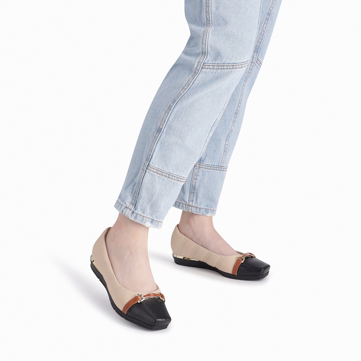 Sapatilha Piccadilly Maxi Fernanda Salto Baixo Bege 2