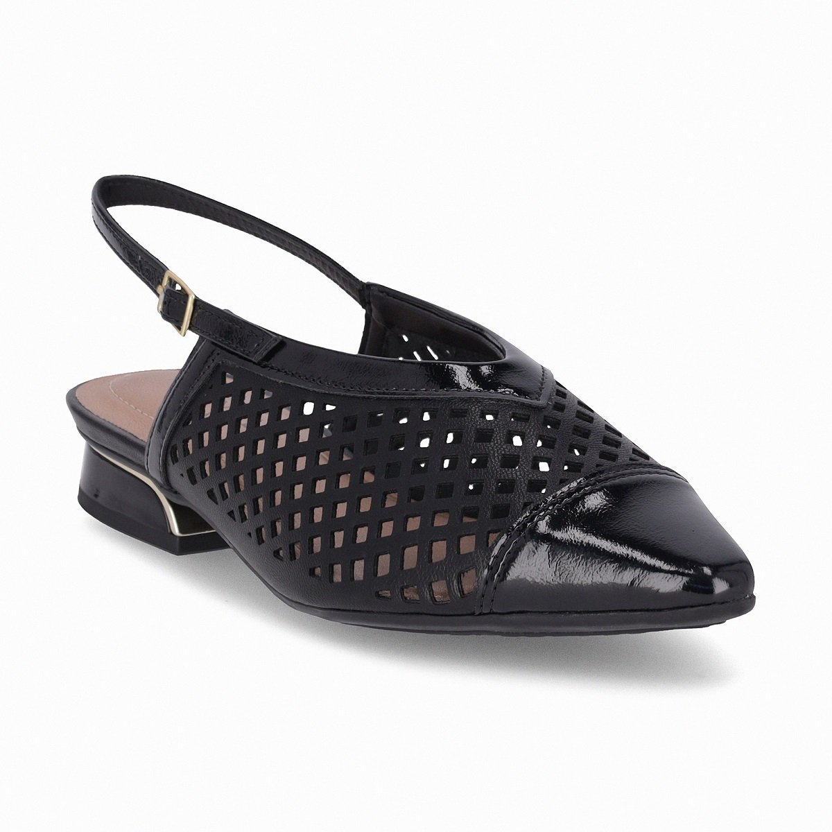 Sapato Piccadilly Slingback Silvia Salto Baixo Preto 2