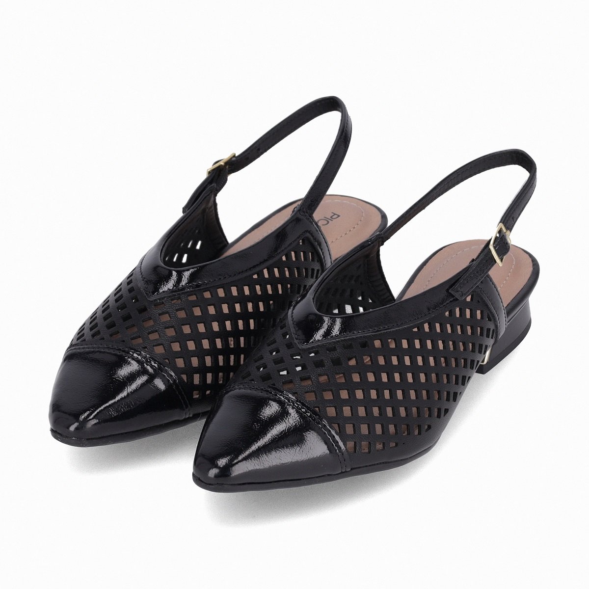 Sapato Piccadilly Slingback Silvia Salto Baixo Preto 4