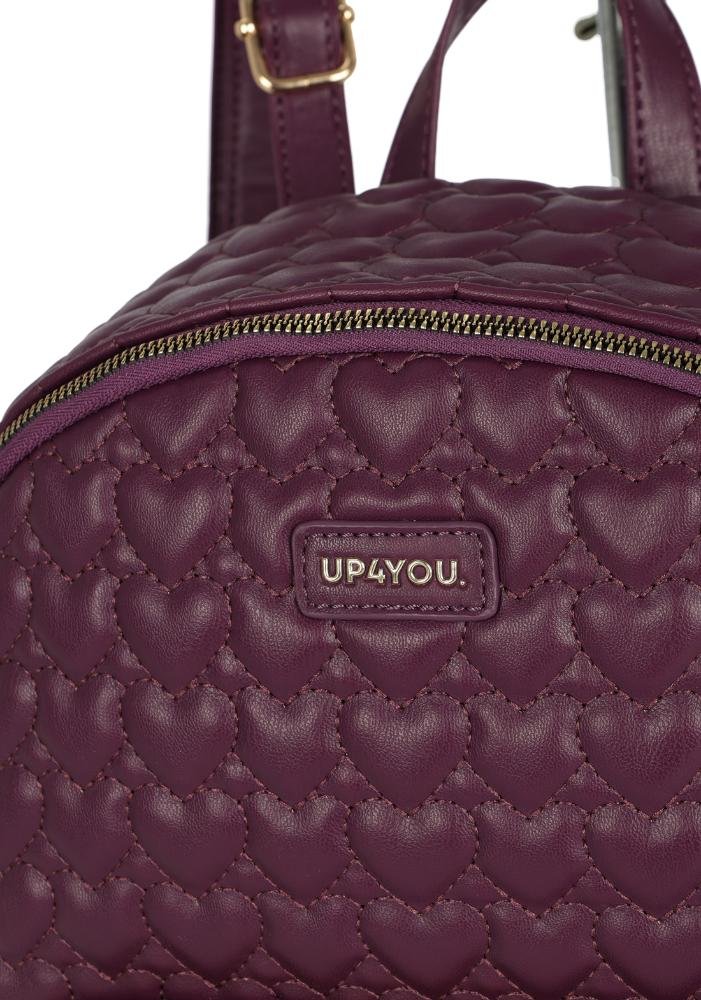 Mochila de Costas Pequena Casual Matelassê Coração Up4you Roxo 4