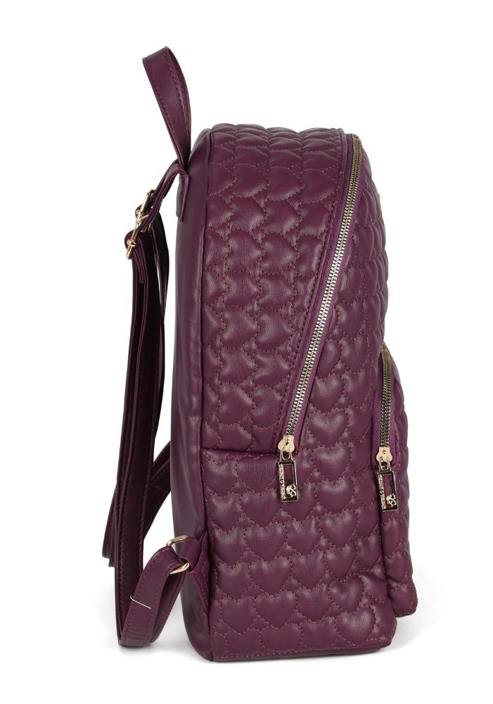 Mochila de Costas Pequena Casual Matelassê Coração Up4you Roxo 6