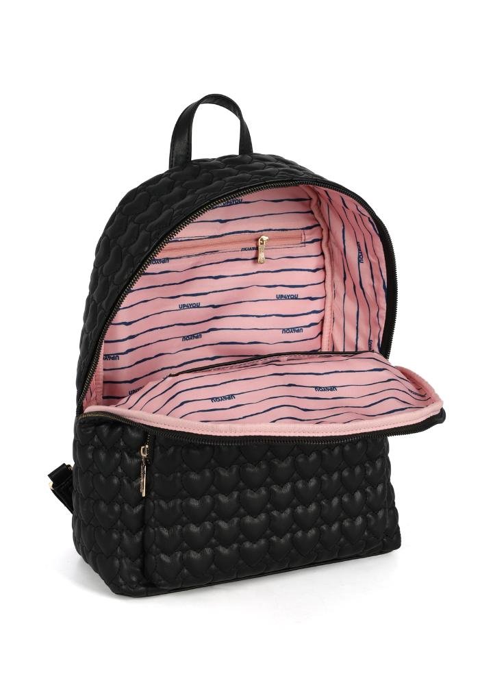 Mochila de Costas Pequena Casual Matelassê Coração Up4you Roxo 8